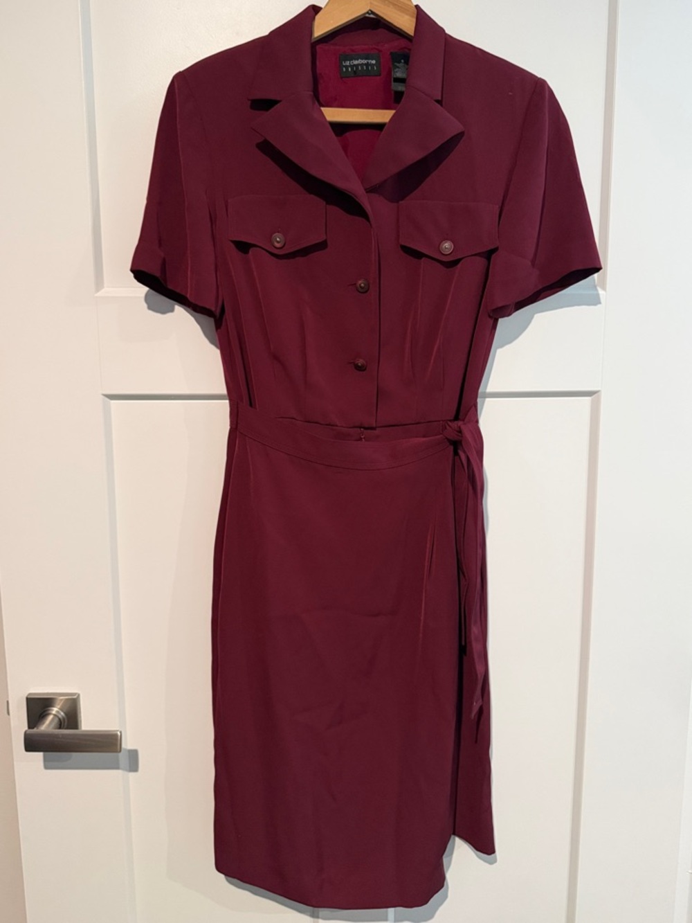 Liz Claiborne Burgundy Shirtwaist Midi Dress Sz 6 EUC